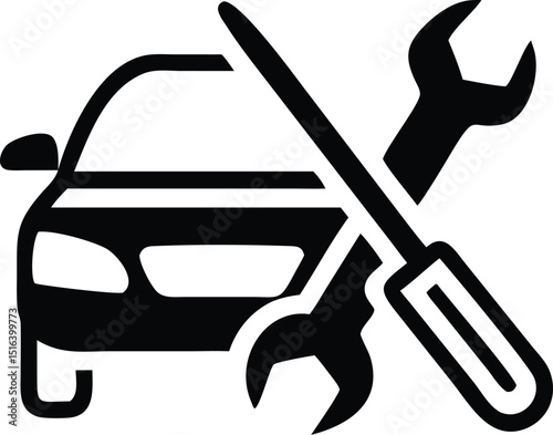 car service - black vector icon Illustration