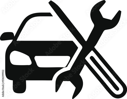 car service - black vector icon Illustration