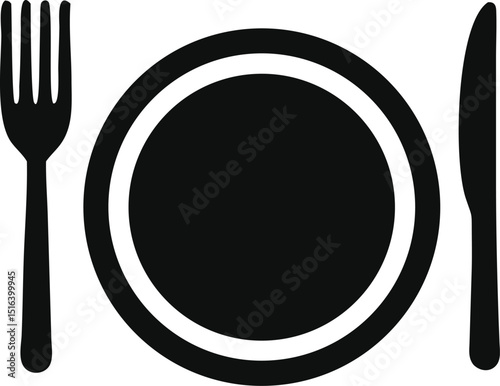 Cutlery icon. Spoon, forks, knife, plate. restaurant business concept, vector illustration