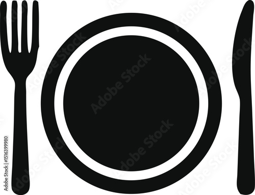 Cutlery icon. Spoon, forks, knife, plate. restaurant business concept, vector illustration