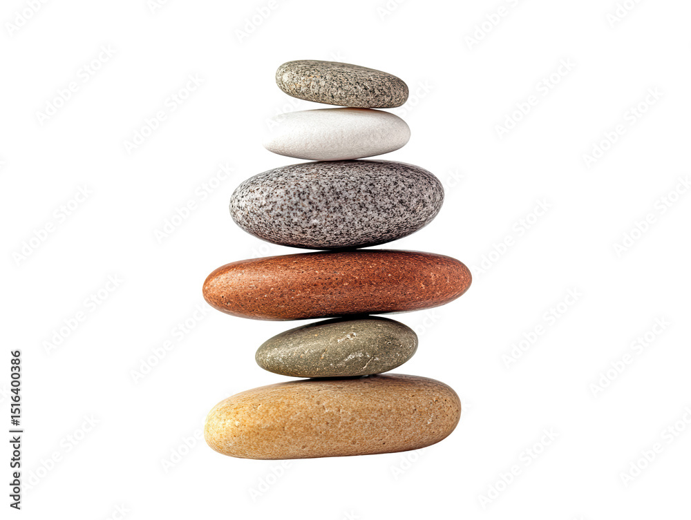 Isolated Stack of Six Smooth Stones Isolated Stack of Six Smooth Stones