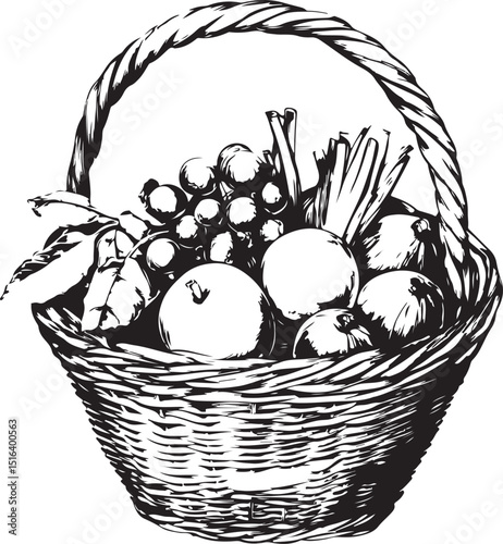wicker basket with fruit