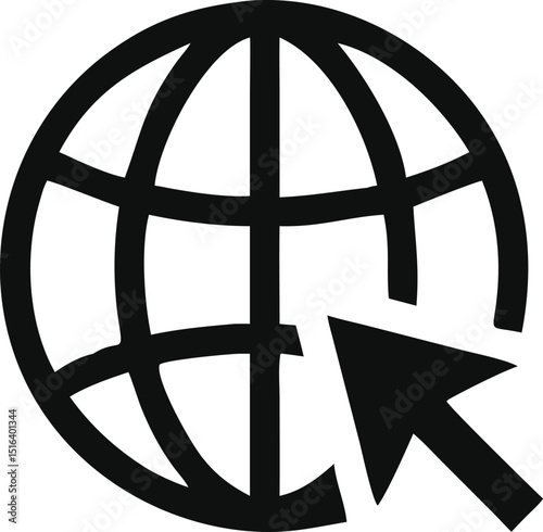 go to web icon symbol, vector flat design Illustration