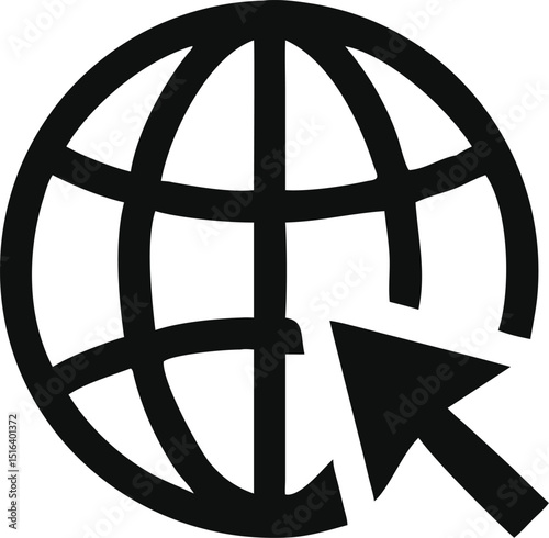 go to web icon symbol, vector flat design Illustration