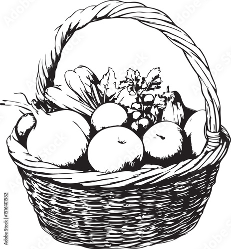 wicker baskets and fruit