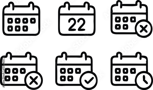 Calendar Icon set, collection of calendar symbols contain payday, Time management, Meeting Deadlines and more, Vector illustration