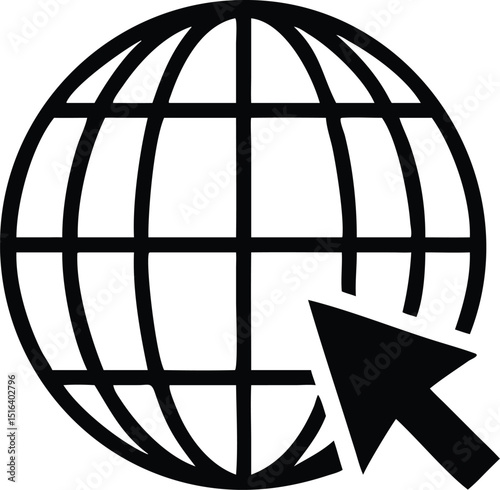 go to web icon symbol, vector flat design Illustration