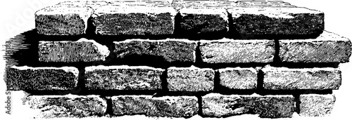 Vintage engraved illustration of rustic brick wall texture for design projects