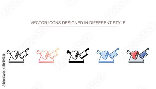 Meat Cutting icon design with white background stock illustration