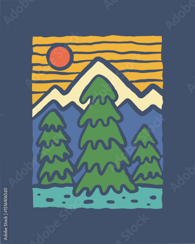 Simply nature mountain and camp for t shirt sticker print outdoor