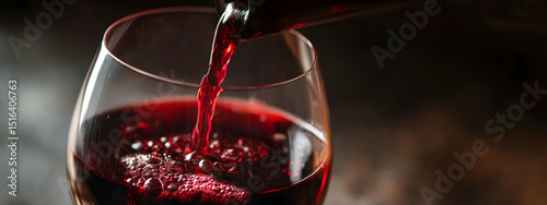 A close-up of red wine being poured into a glass   -