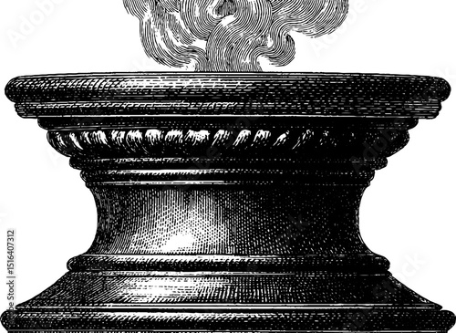 Engraved chimney pot illustration with vintage style for historical design