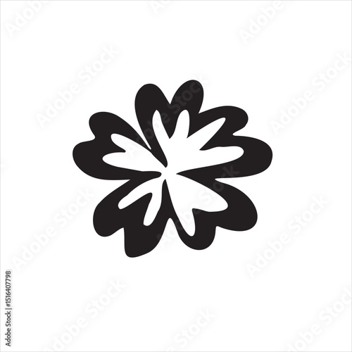 Petal-shaped black icon of hibiscus in abstract form. Great for minimalist posters or logo design elements.