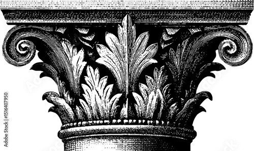 Ornate engraved column capital design for architectural inspiration