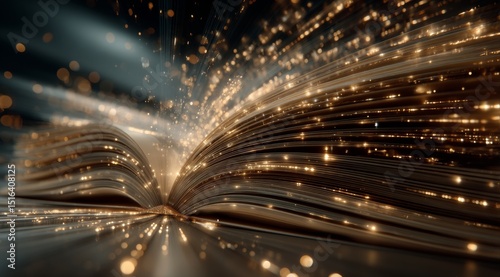 Exploration of Knowledge Through Technology as a Book Releases a Cascade of Digital Data, Highlighting AI's Role in Modern Learning Environments