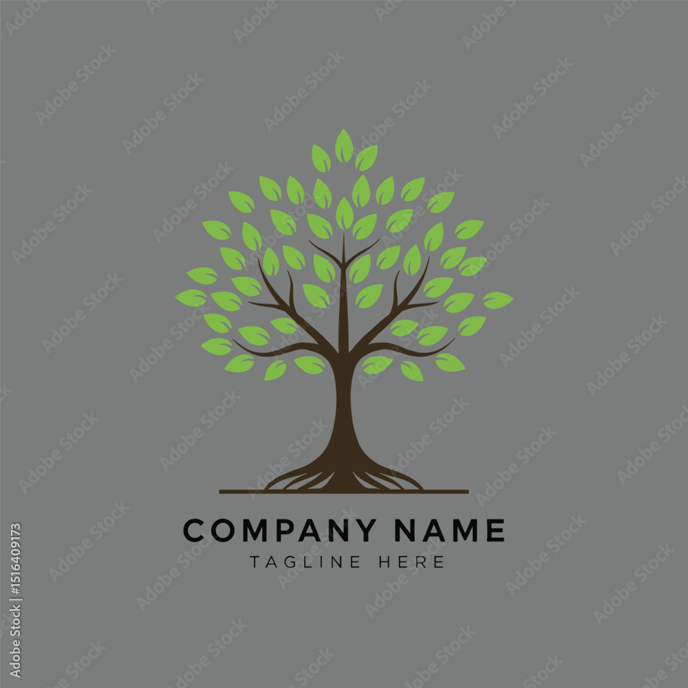 Obraz premium Abstract tree with roots logo design