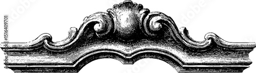 Vintage engraved decorative cornice design for classic architectural projects