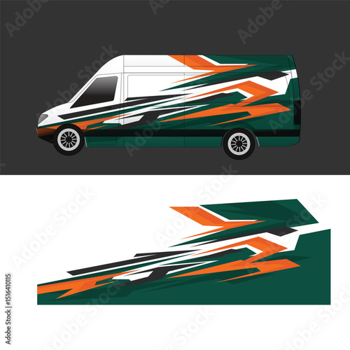 vector design of delivery van car background body wrap