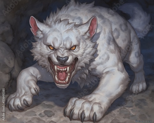 White Wolf in Cave photo