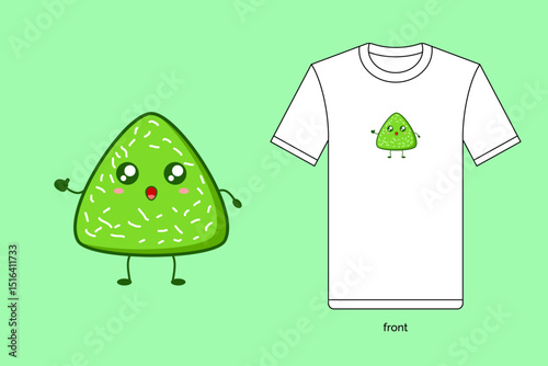 Kue lupis or lupis cake. Indonesia traditional dessert. Illustration vector design with T-shirt mockup. EPS 10