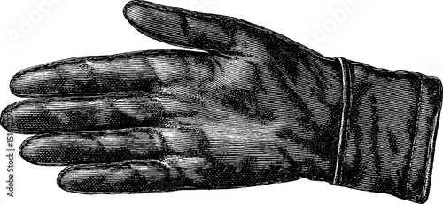 Vintage engraved glove illustration with bold black lines for design and decor
