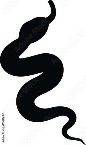 A black coiled snake silhouette vector design on white background for graphic projects and illustrations