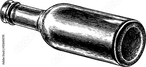 Vintage style engraving of grape juice bottle for packaging design and decorative use