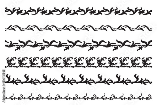 Set of leaf decorative seamless ornamental border - Vector modular photo