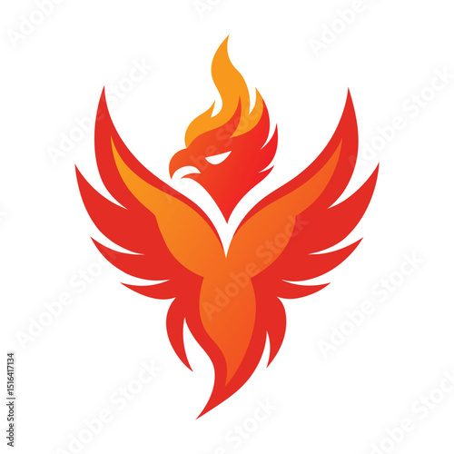 Fiery Phoenix Head Mascot vector art
