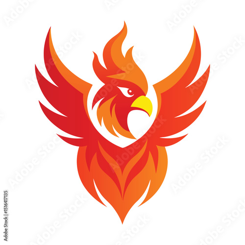 Fiery Phoenix Head Mascot vector art