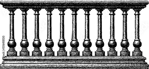 Vintage engraved metal fence design for architectural elements and decorative projects