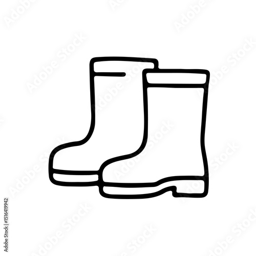 Vector illustration of minimalist rubber boots, perfect for gardening, farming, or rainy days. Ideal for weather-themed designs, outdoor activities, or fashion-related projects.