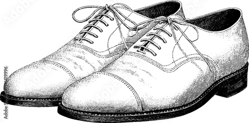Vintage engraved illustration of elegant leather shoes for design use
