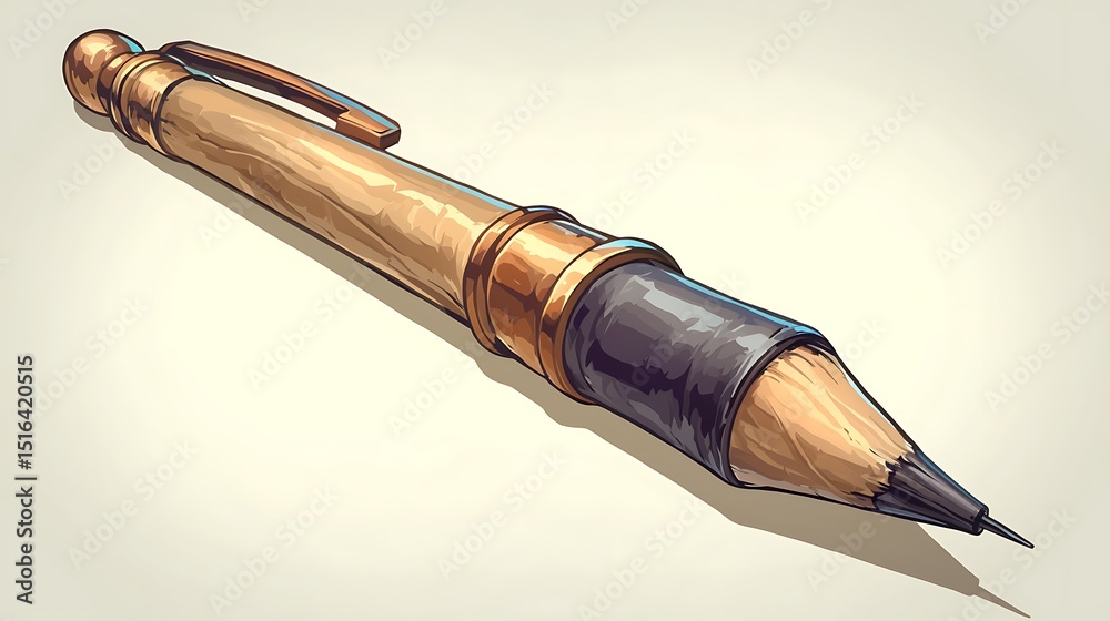Naklejka premium Wooden Pen Illustration