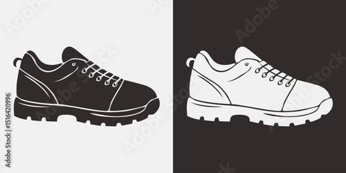 Vector Silhouette of Sport Shoes – Black and White Athletic Footwear Icon photo