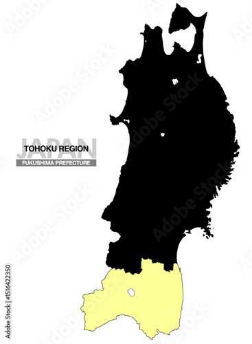 日本地図 東北地方 福島県 県境無し 01