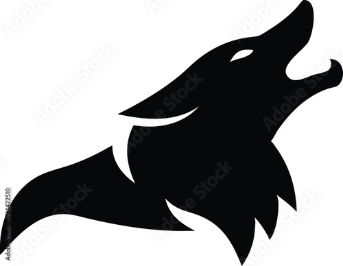 Black wolf silhouette howling vector design on a white background for logos and creative concepts