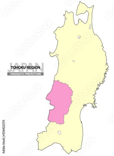 日本地図 東北地方 山形県 県境無し 02