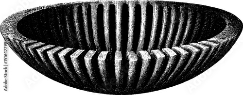Intricate engraved illustration of a rib vault with bold black lines