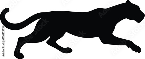Dynamic silhouette depicting a cheetah in motion running swiftly on white background vector design