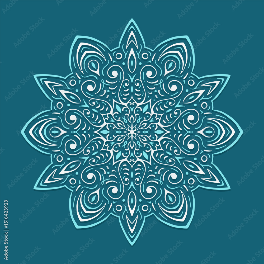 Decoration for New Year Christmas and winter holidays. Snowflake on blue background. Vector illustration 1 Decoration for New Year Christmas and winter holidays. Snowflake on blue background. Vector illustration 1