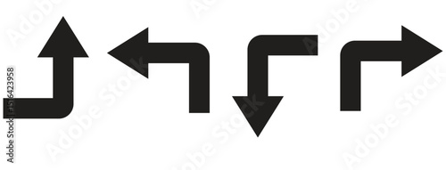 Corner up down arrow direction traffic signal. Curved arrow navigation concept. arrow icon set on white background