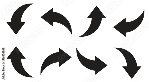 Corner up down arrow direction traffic signal. Curved arrow navigation concept. arrow icon set on white background