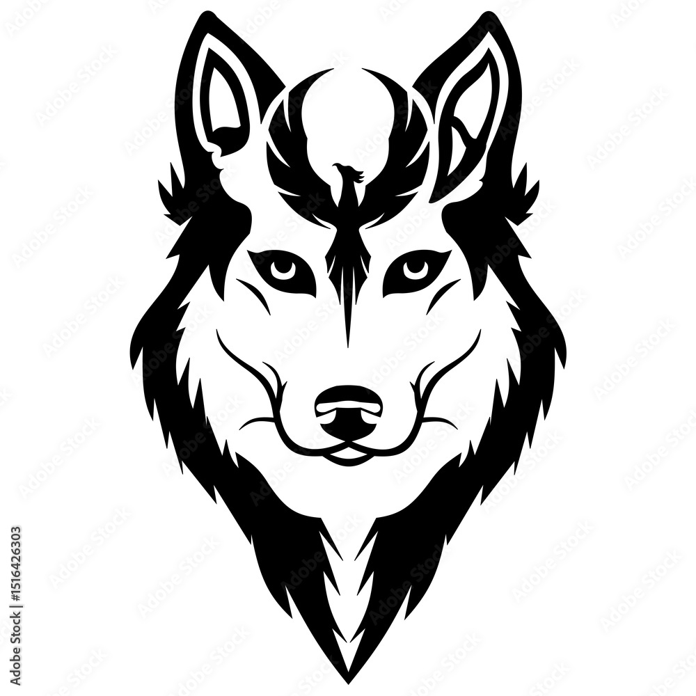 Naklejka premium Wolf vector art. Wolf tattoo design.