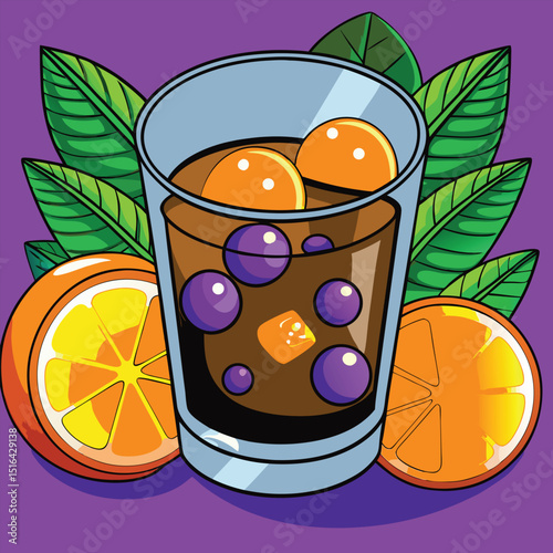 Refreshing Citrus and Berry Fusion Drink A Vibrant Summer Beverage Illustration