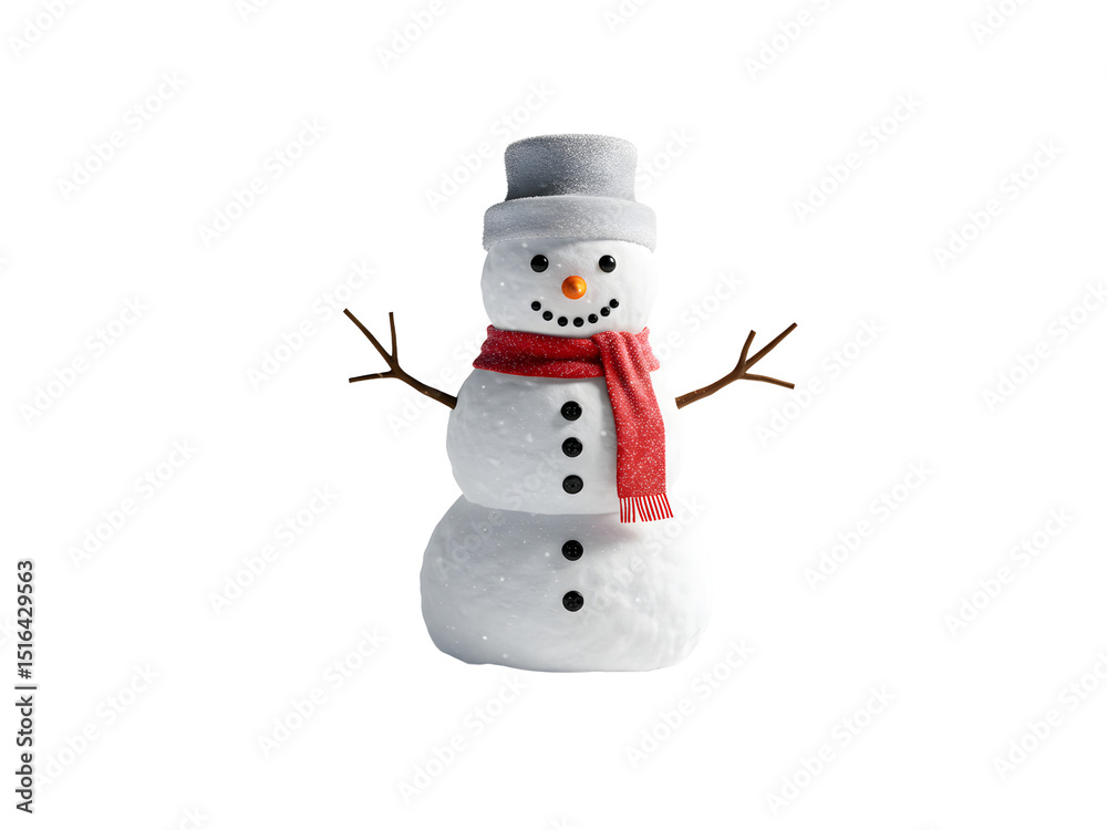A cheerful snowman wearing a bright red hat and scarf, holding festive holly branches with red berries, isolated on a transparent background, perfectly capturing the joyful spirit of winter holidays a A cheerful snowman wearing a bright red hat and scarf, holding festive holly branches with red berries, isolated on a transparent background, perfectly capturing the joyful spirit of winter holidays a
