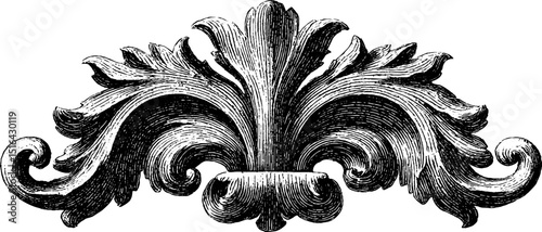 Ornate vintage tracery with bold black lines for decorative design and artistic projects