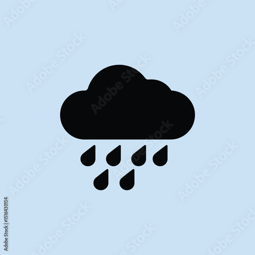 "A simple yet striking illustration of a rain cloud with droplets. This design symbolizes weather and nature, making it ideal for weather-related projects, apps, or educational materials. Perfect for 