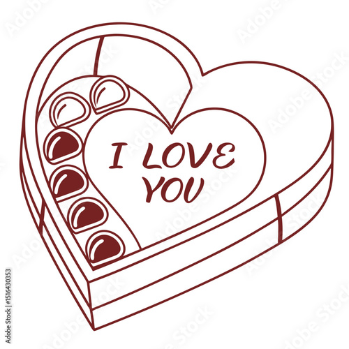 heart shaped chocolate with love message.