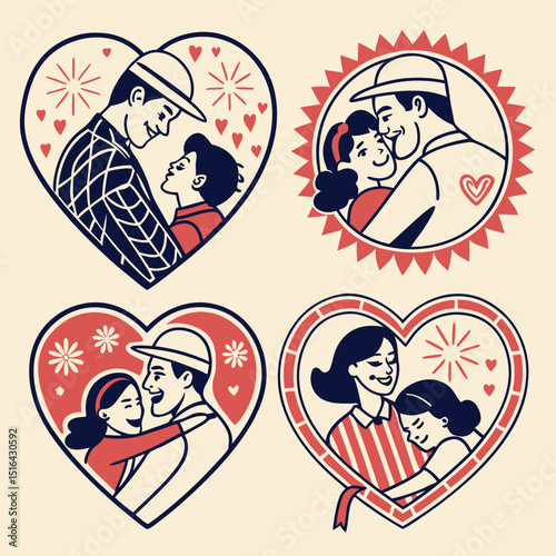 bundle of parents day vector illustration